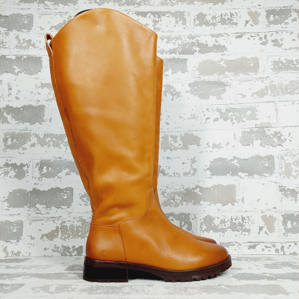 NEW Nordstrom Oliver Brown Leather Slip On Block Heel Riding Boots D211 - Picture 4 of 11